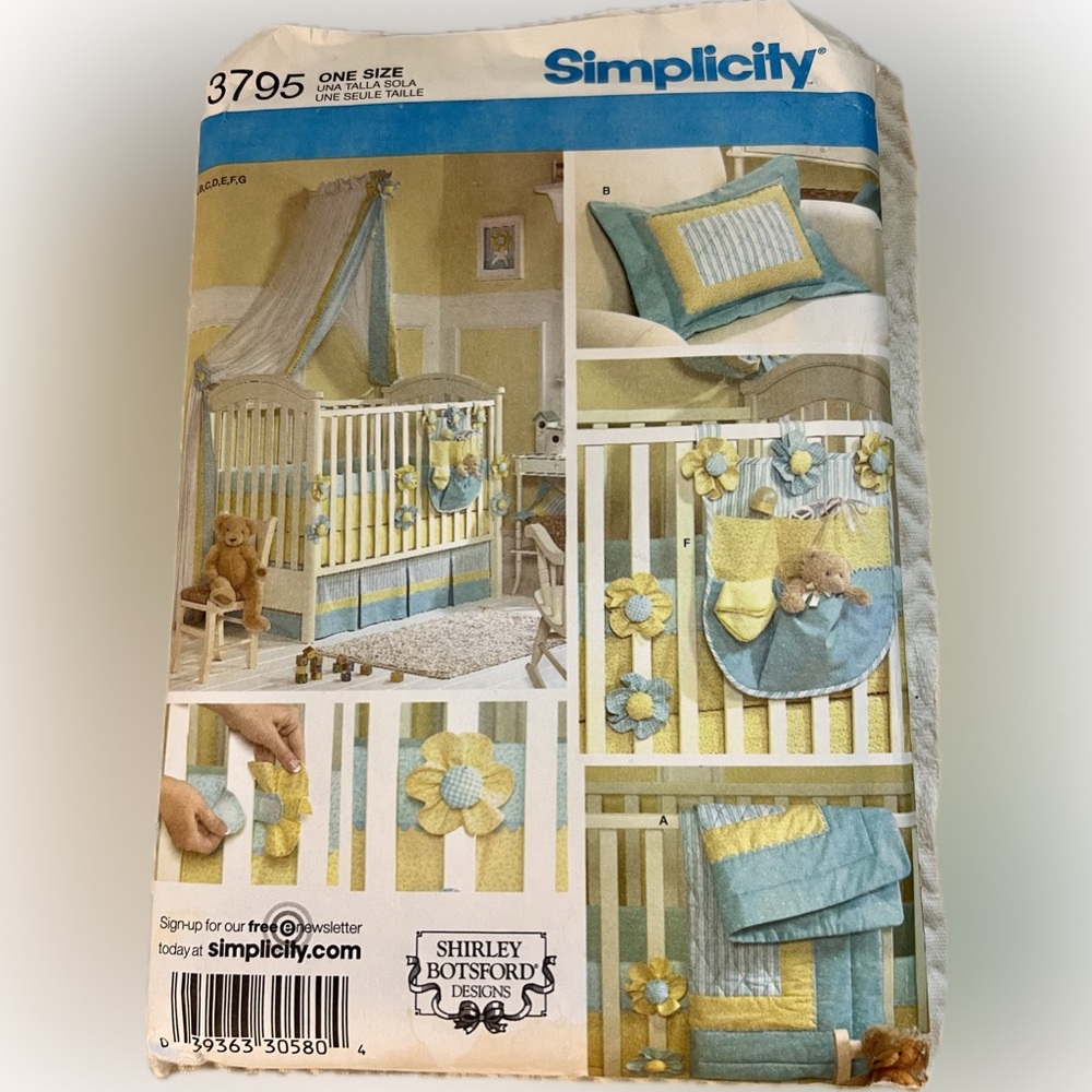 Simplicity Pattern #3795 Baby Nursery Shirley Botsford Designs Uncut Flowers